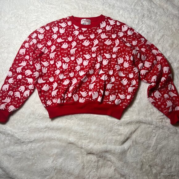Wildfox x Coca-Cola‎ Red Polar Bear Holiday Print Sweatshirt – Women’s M - Picture 3 of 7